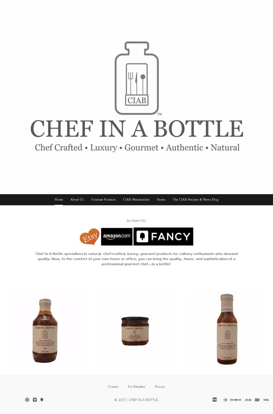 chefinabottle.com shopify website screenshot