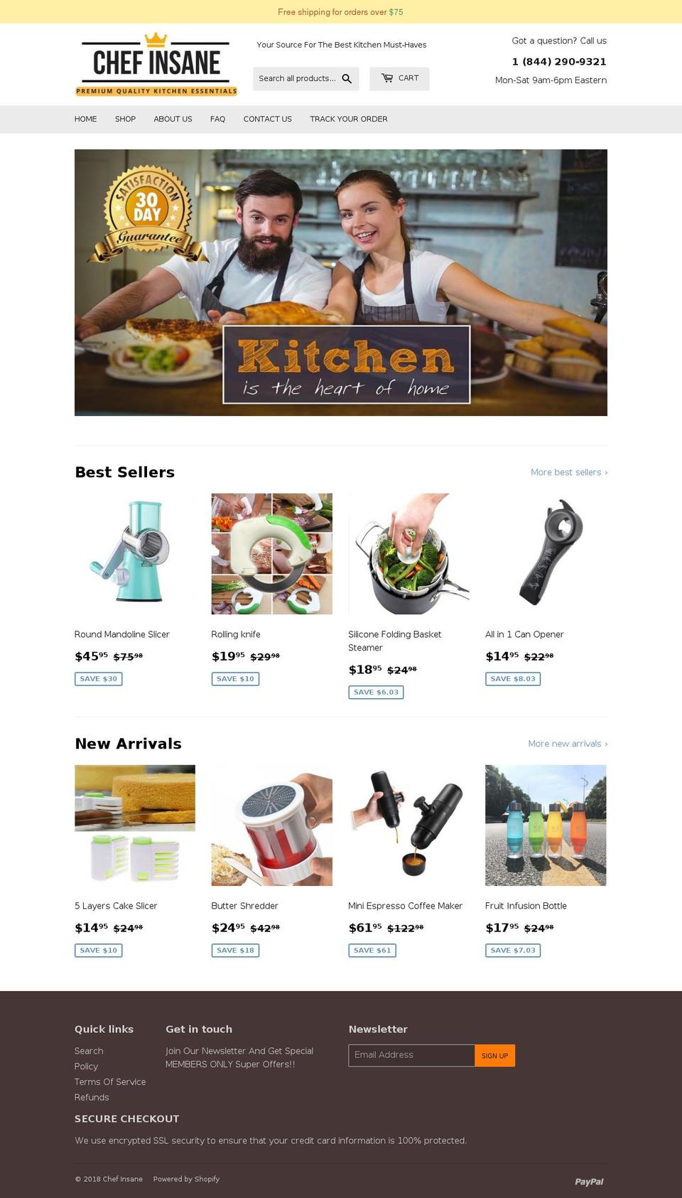 chefinsane.com — Shopify storefront screenshot