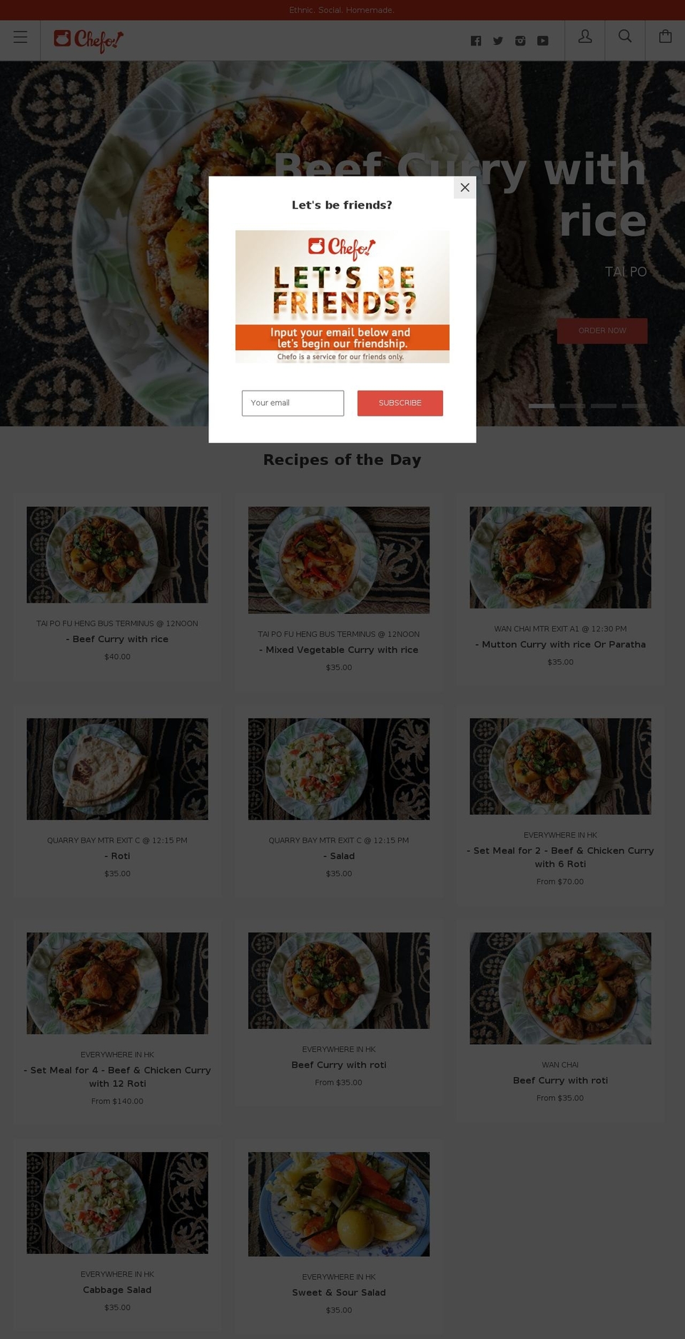 chefoorder.com shopify website screenshot