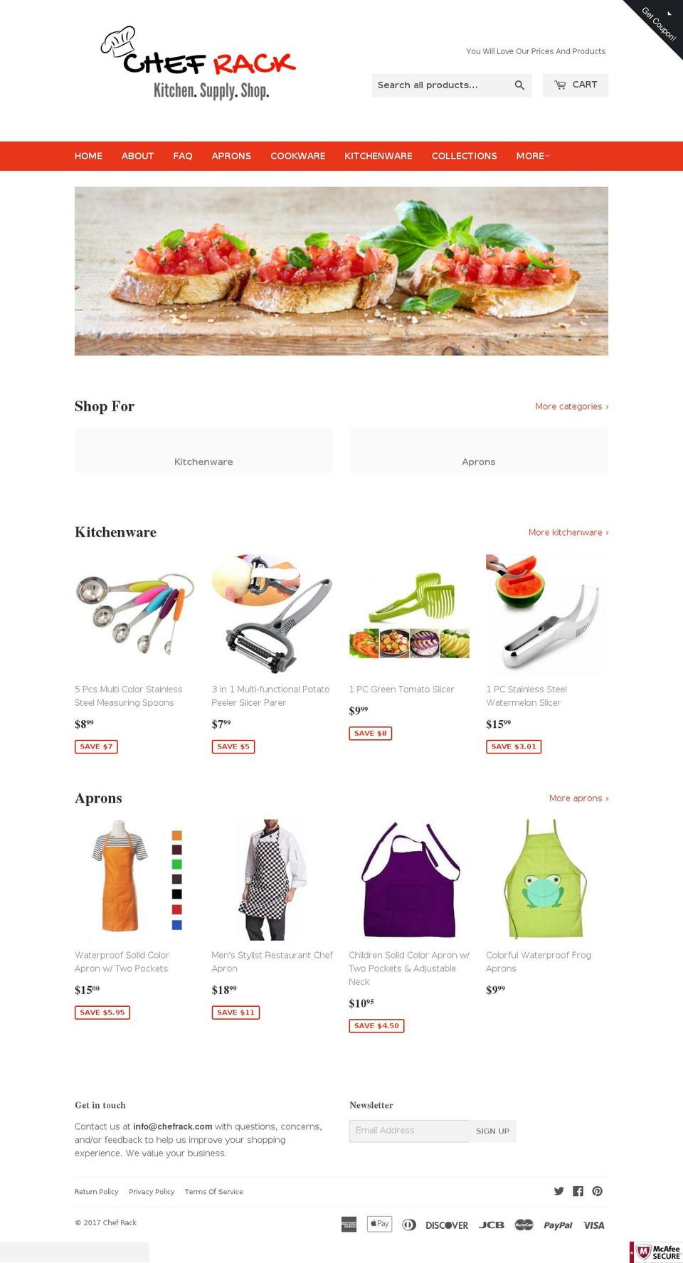 chefrack.com shopify website screenshot