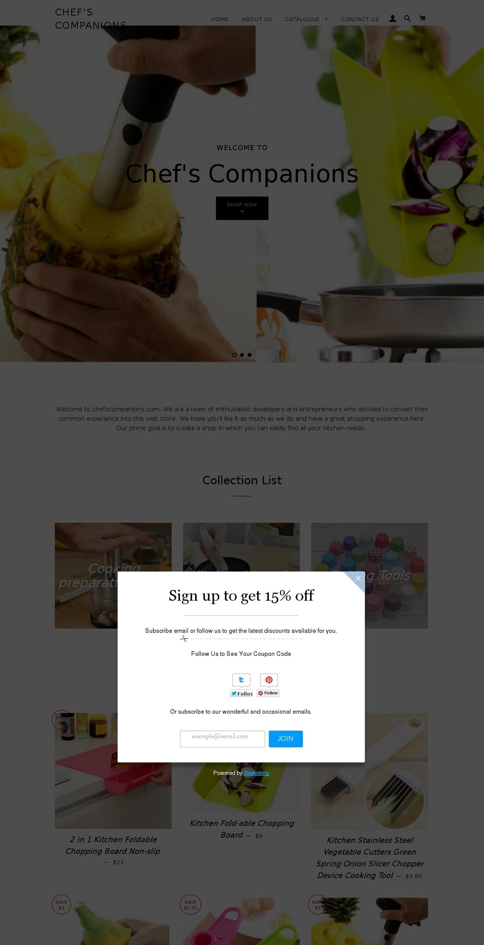 chefscompanions.com shopify website screenshot
