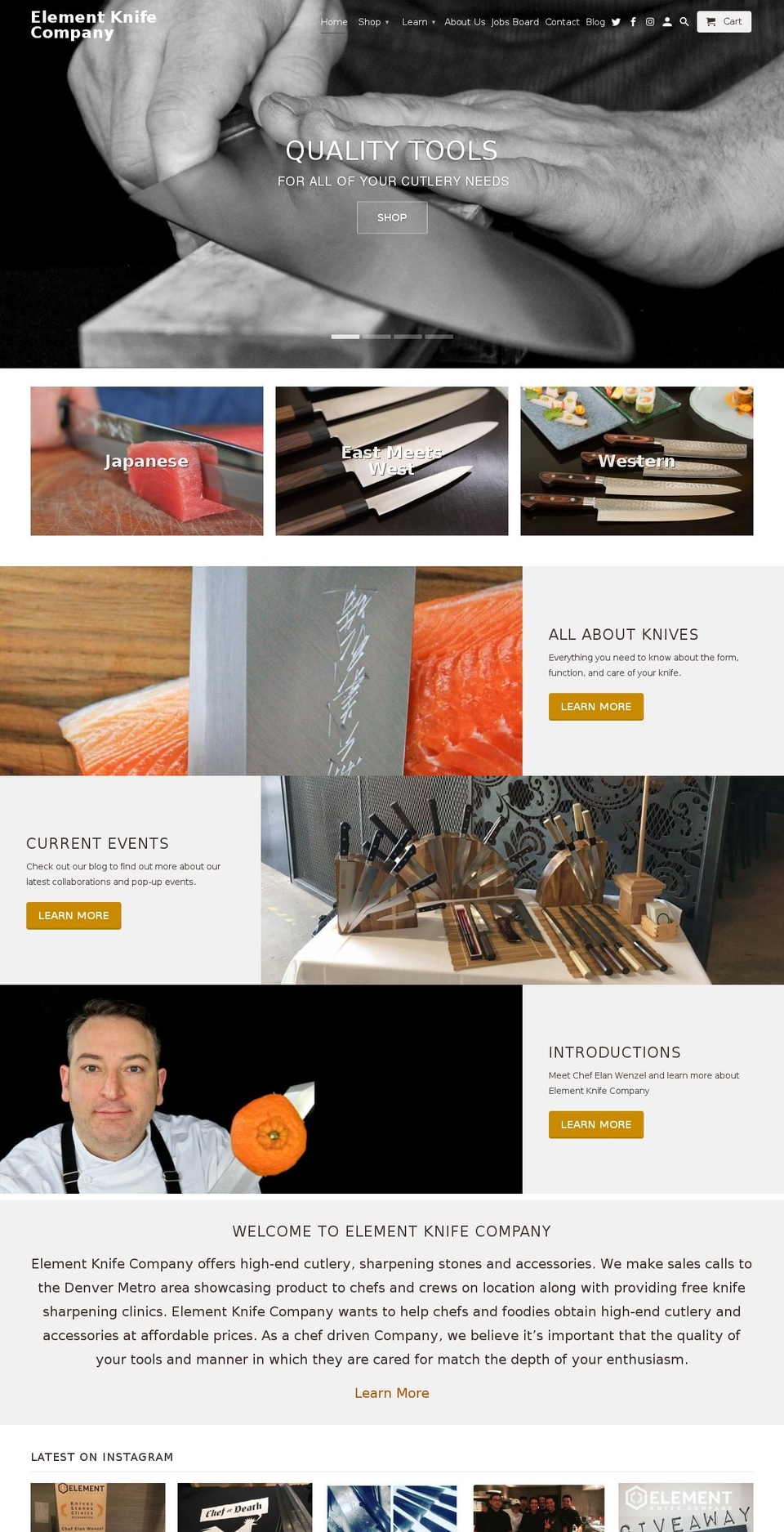 chefscustomcutlery.com shopify website screenshot