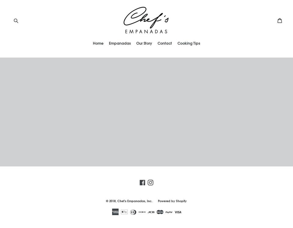 chefsempanadas.com shopify website screenshot