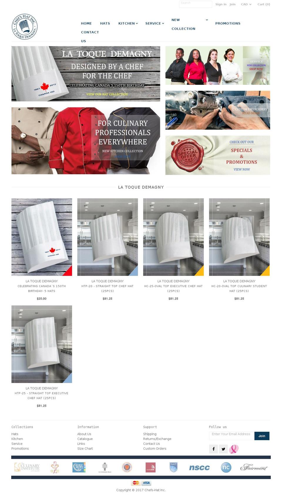 Latest Site 2017 with Options Shopify theme site example chefshat.com