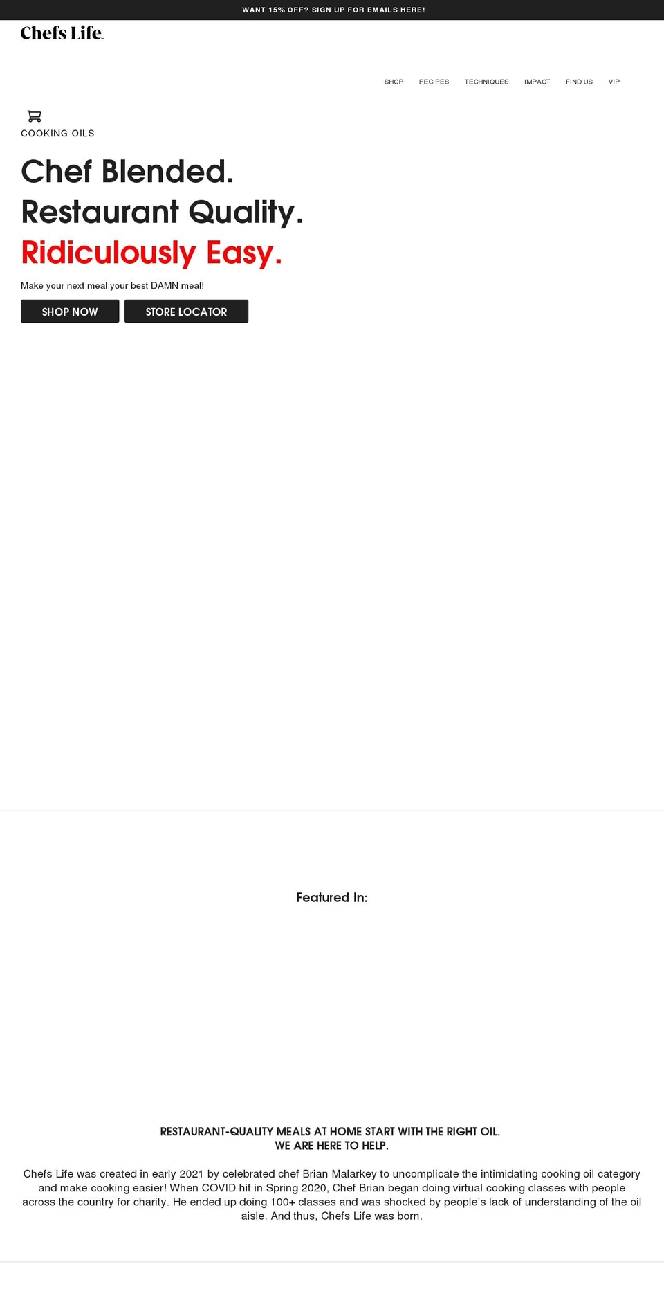 chefslife.com shopify website screenshot