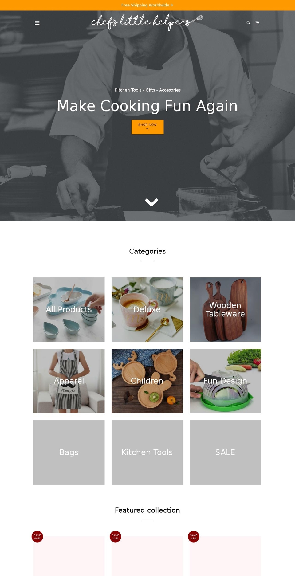 chefslittlehelpers.com — Shopify storefront screenshot