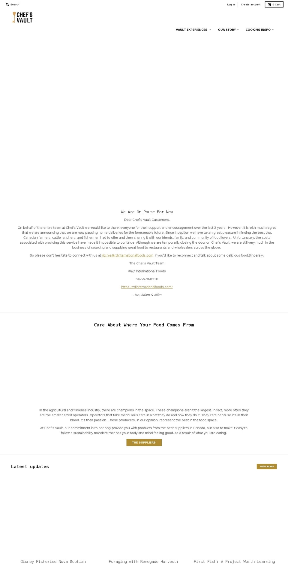 chefsvault.com shopify website screenshot