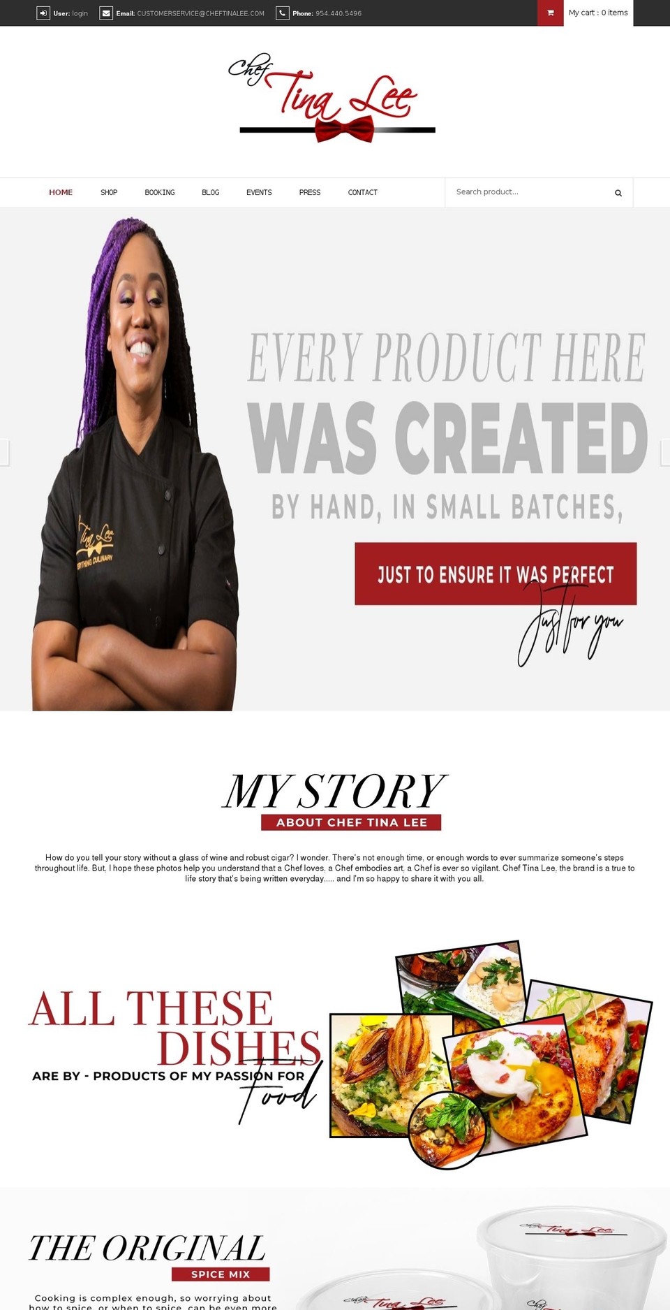 cheftinalee.com shopify website screenshot