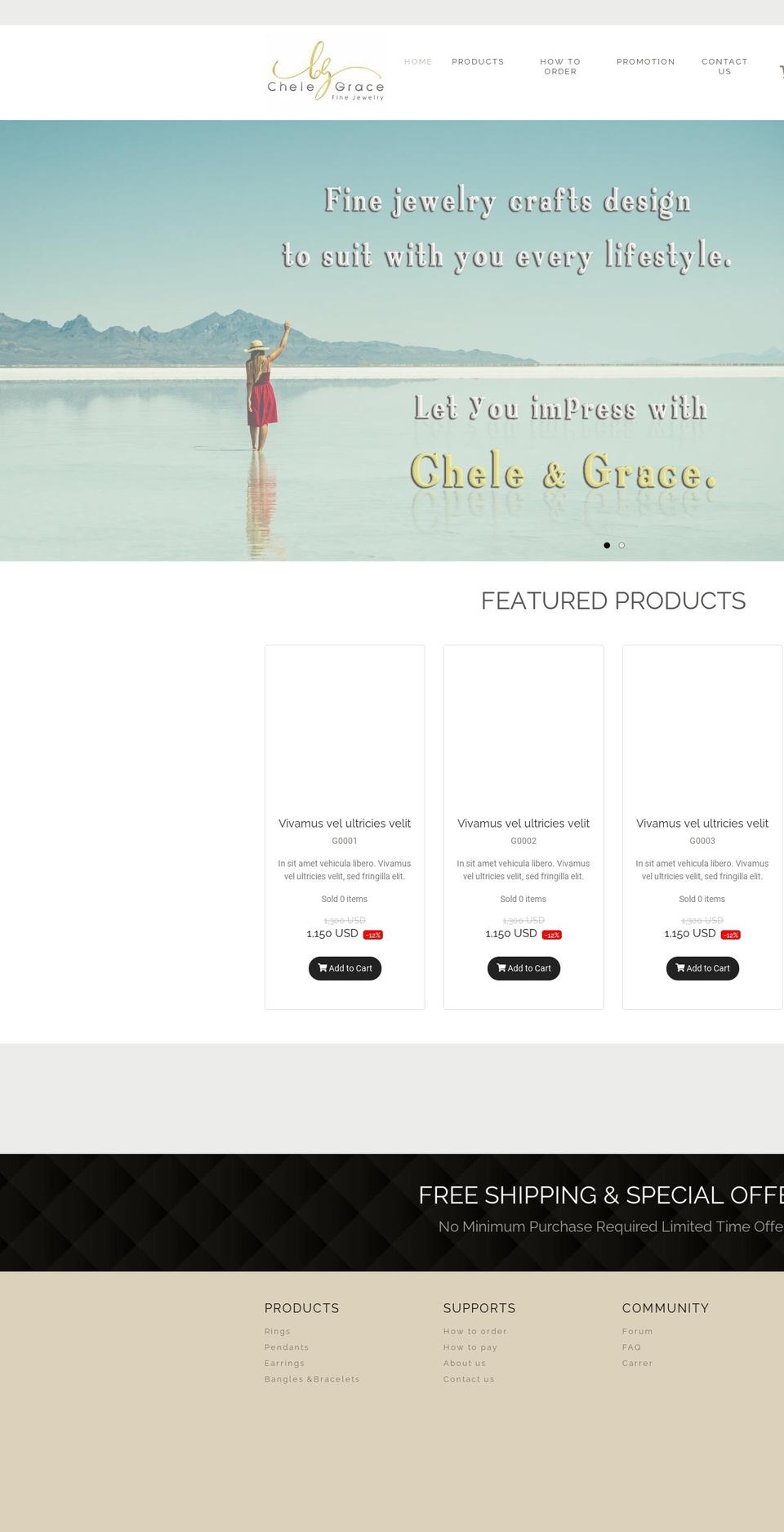 cheleandgrace.com — Shopify storefront screenshot