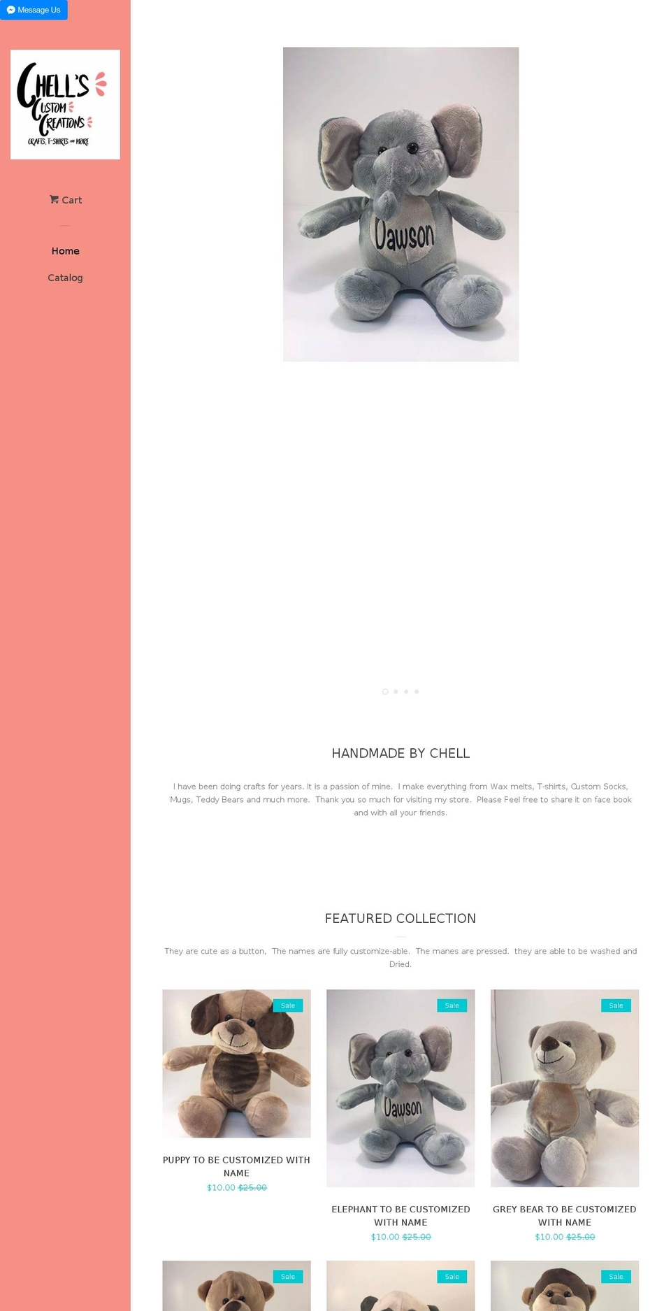 chellscustomcreations.com — Shopify storefront screenshot
