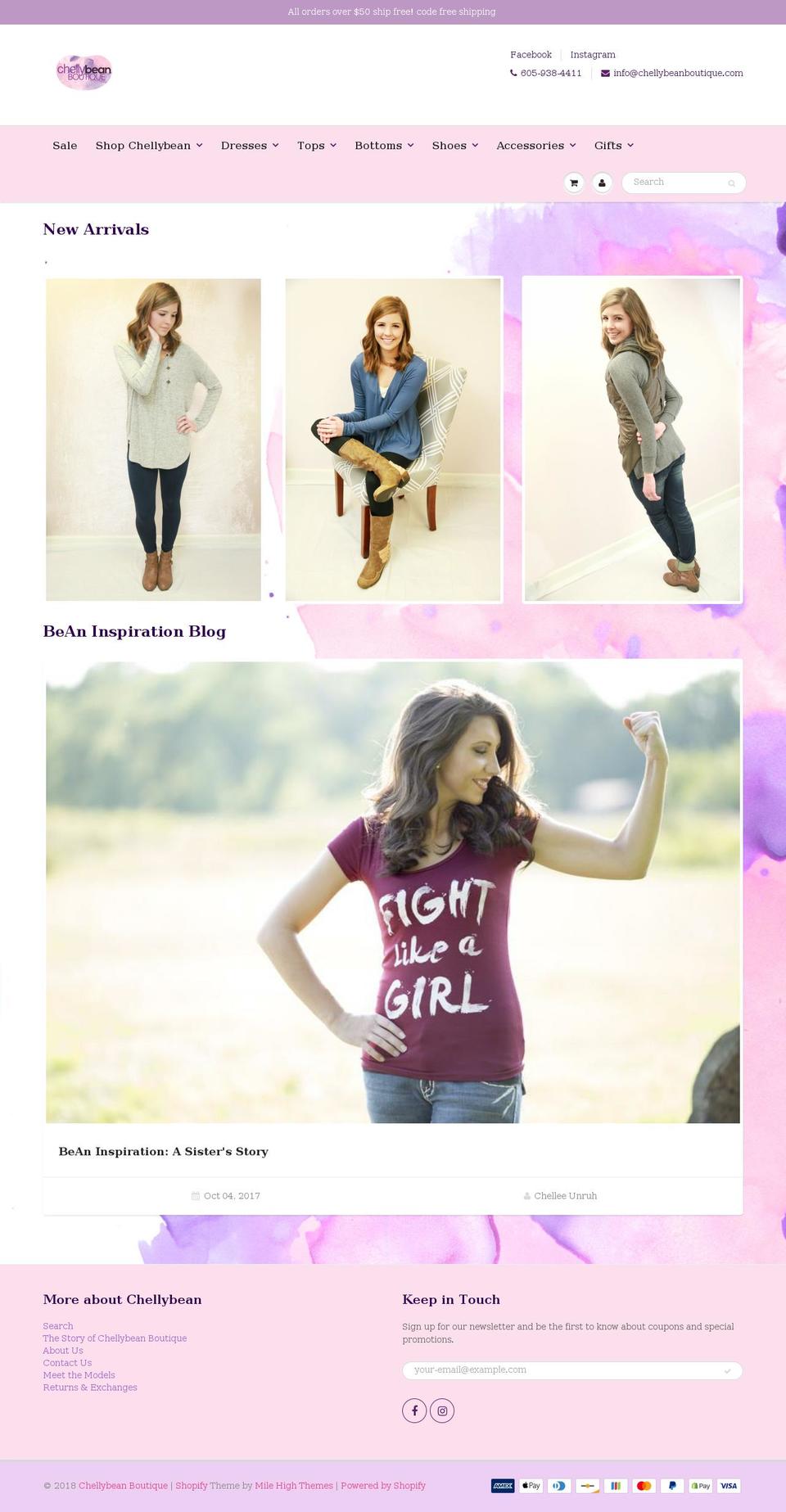 chellybeanboutique.com — Shopify storefront screenshot