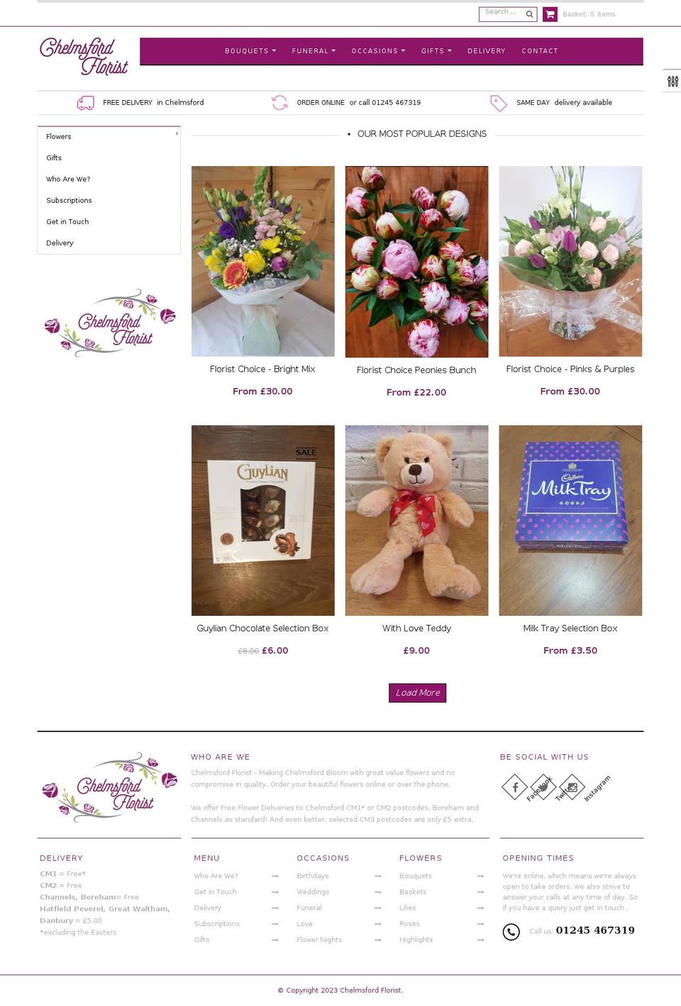 Flower Store - Edit cart page by ZAGO v Shopify theme site example chelmsfordflorist.co.uk