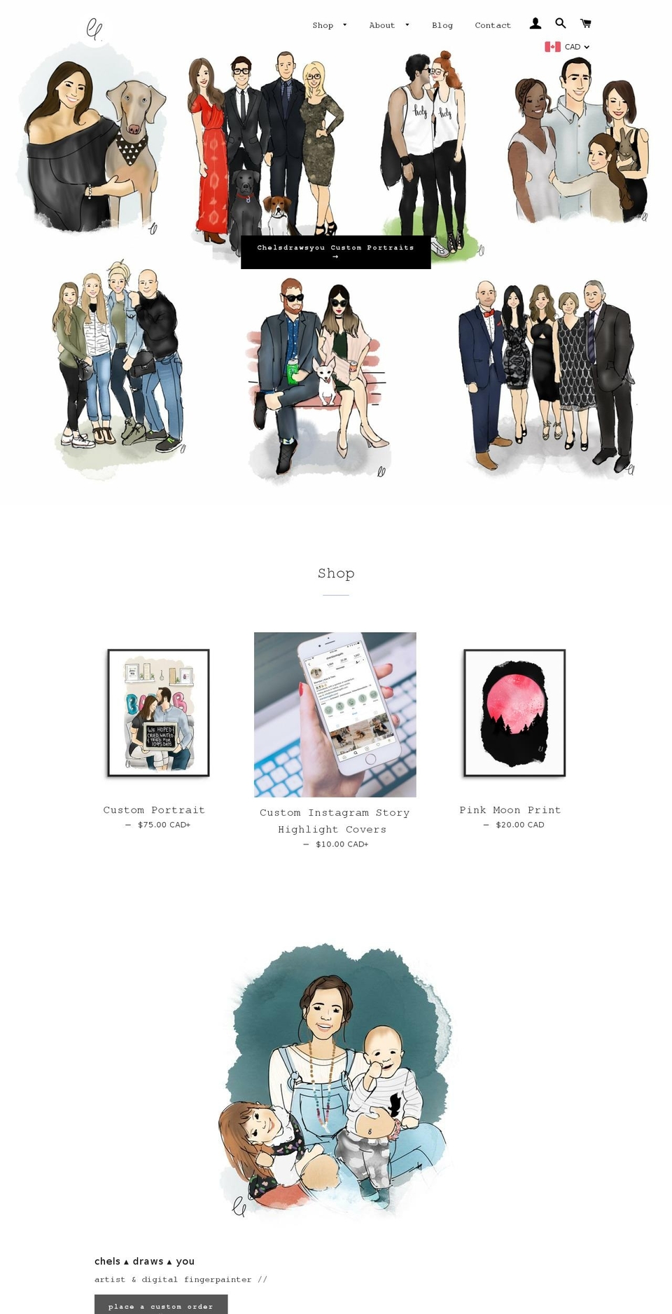 chelsdrawsyou.com — Shopify storefront screenshot
