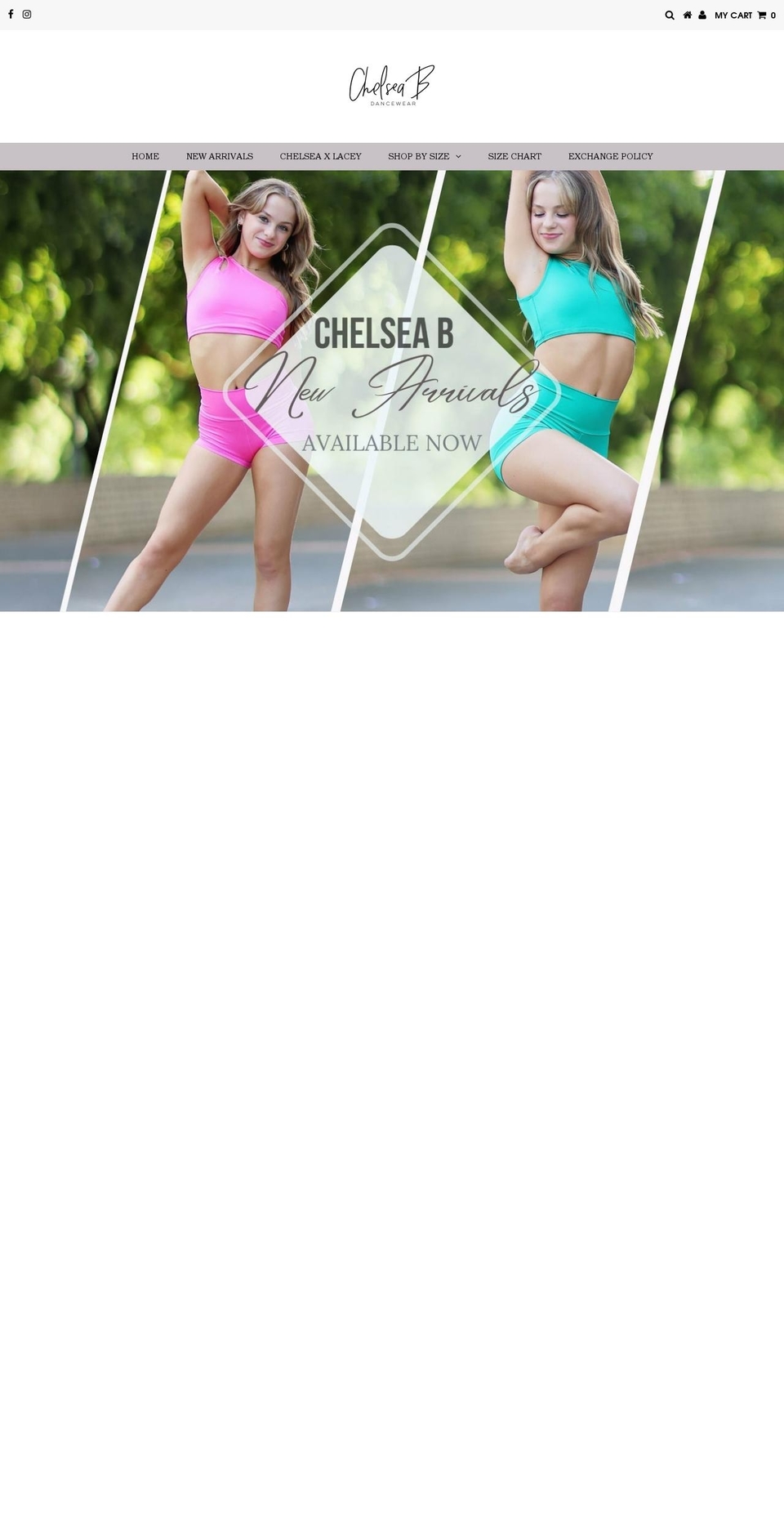 chelseabdancewear.com — Shopify storefront screenshot