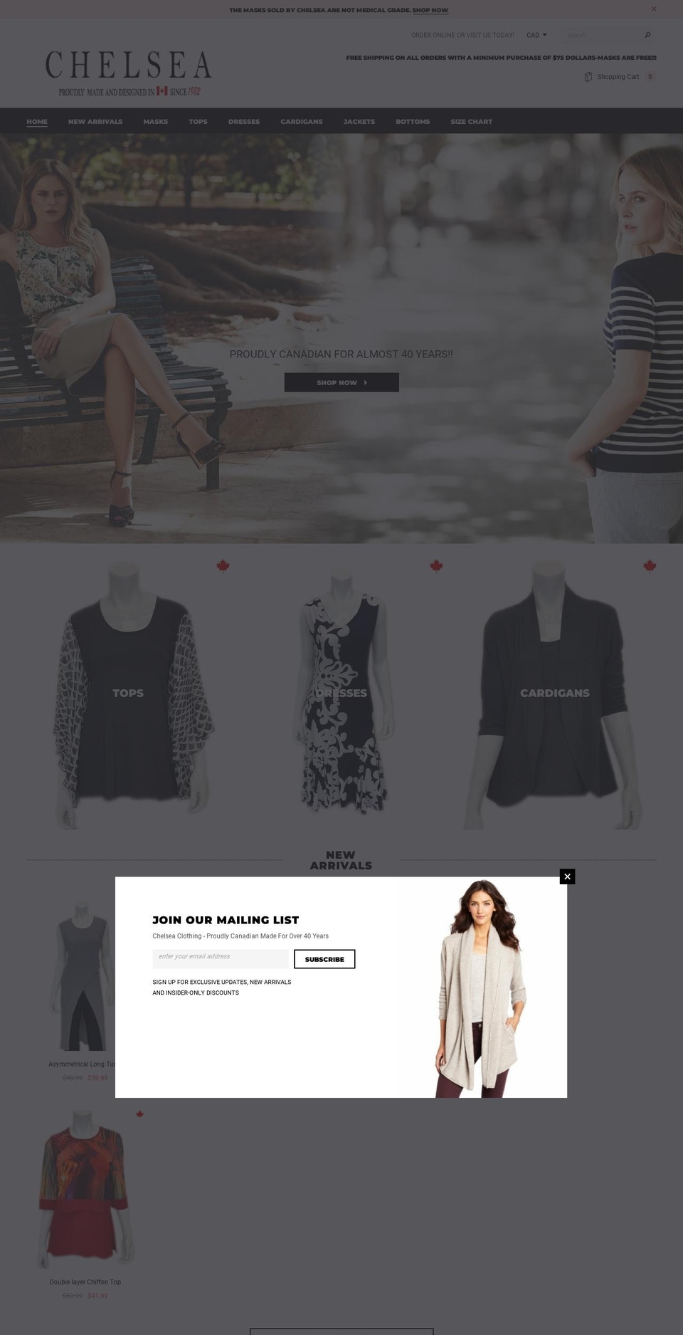 chelseaclothing.ca shopify website screenshot
