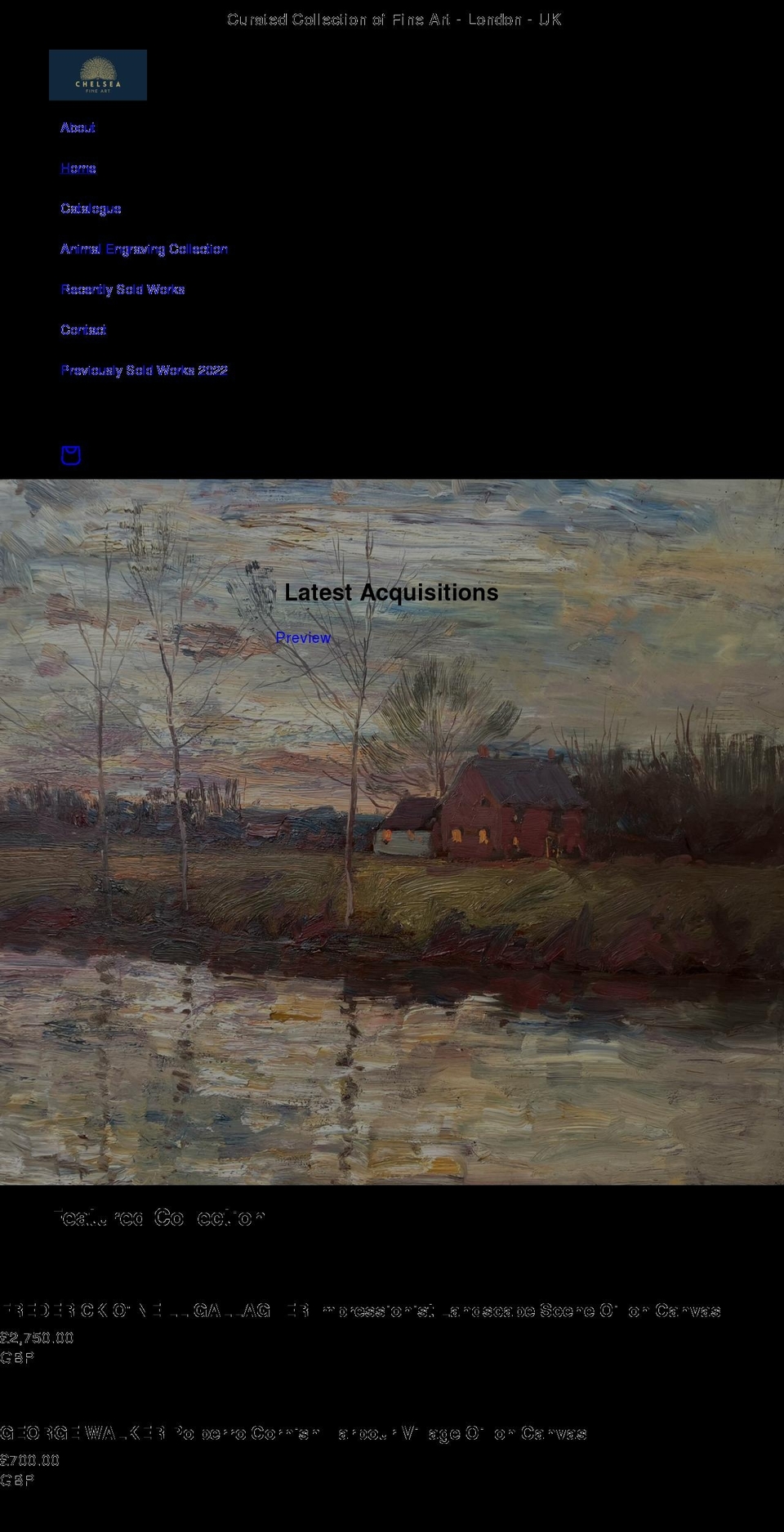 chelseafineart.uk shopify website screenshot