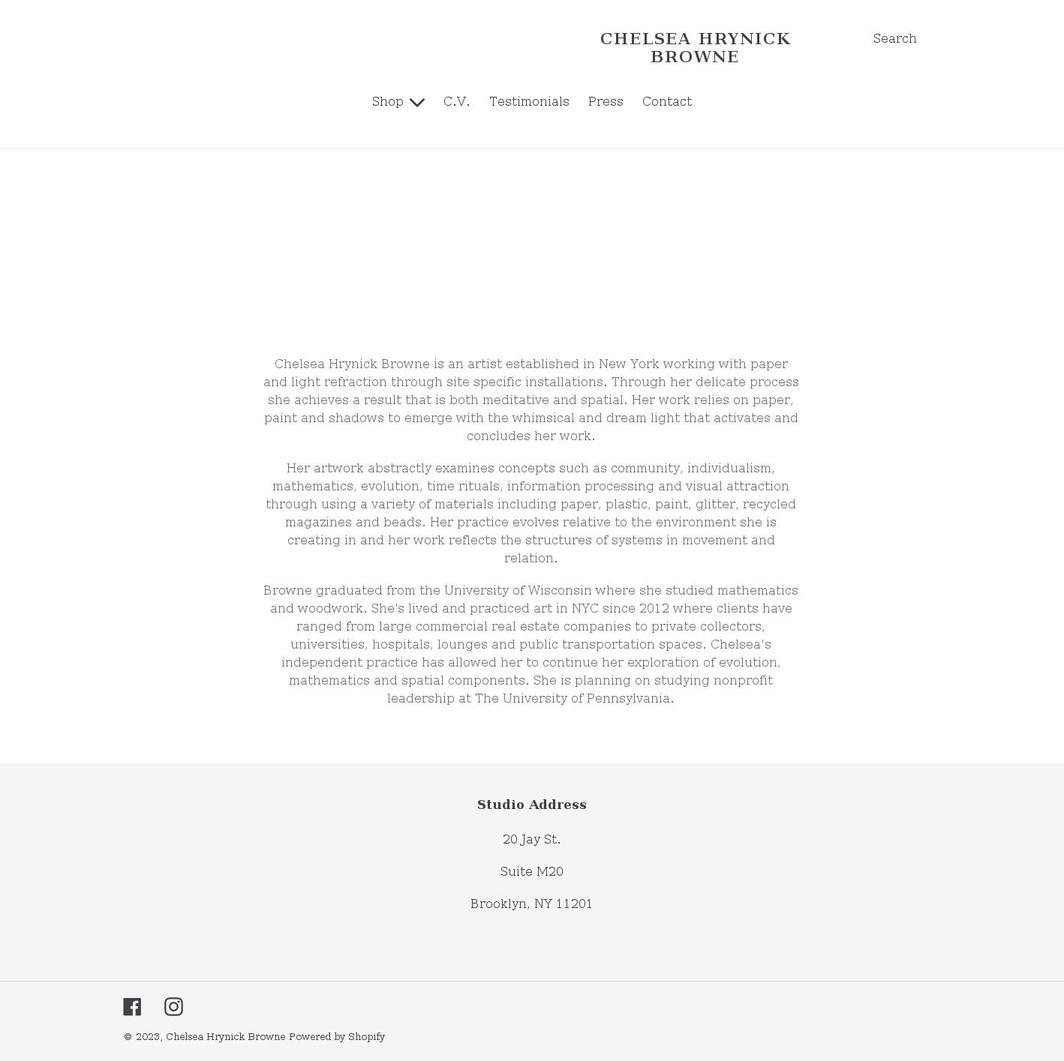 chelseahrynickbrowne.com shopify website screenshot
