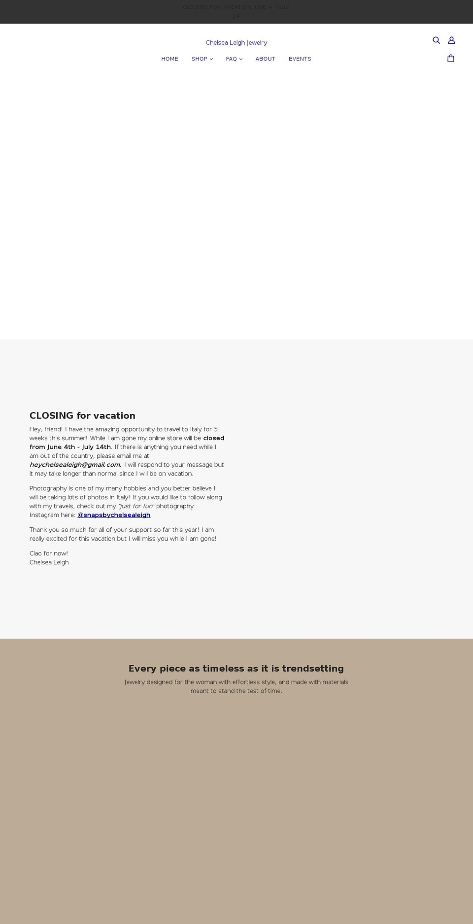 chelsealeighjewelry.com shopify website screenshot