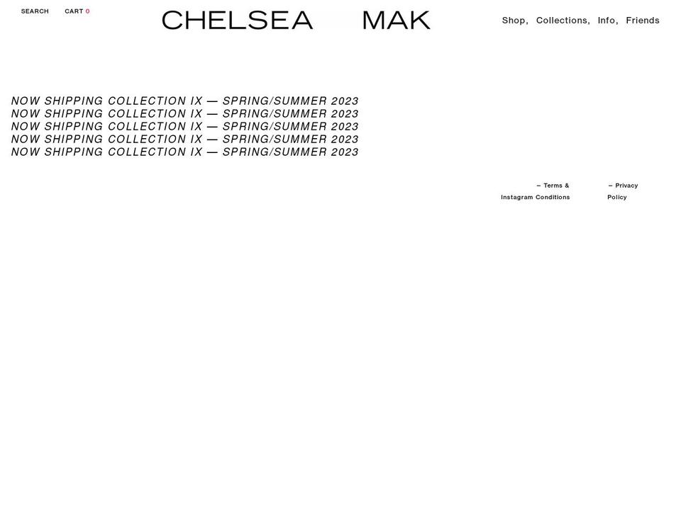 chelseamak.com shopify website screenshot