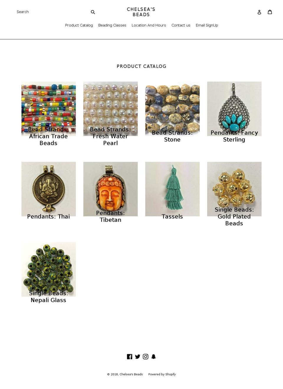 chelseasbeads.com — Shopify storefront screenshot