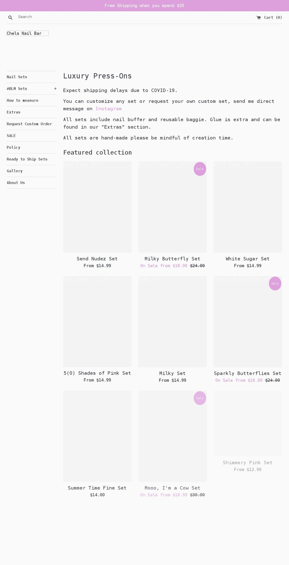 chelsnailbar.com shopify website screenshot