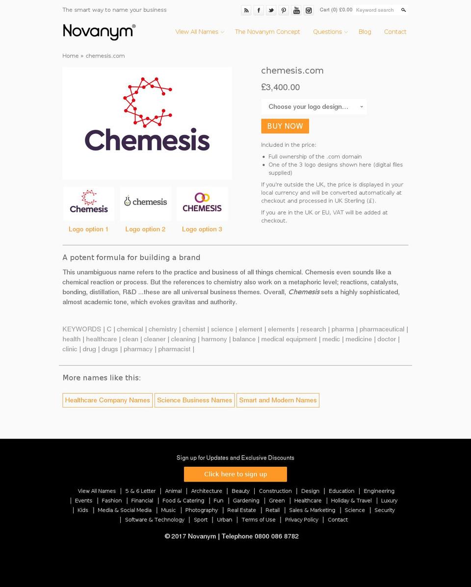 chemesis.com shopify website screenshot