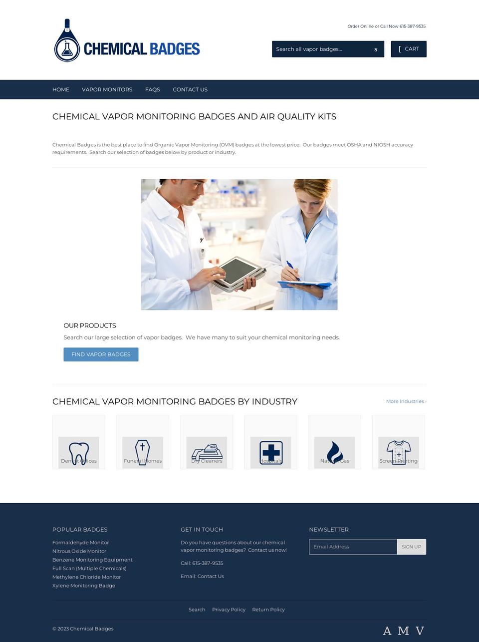 chemicalbadges.com — Shopify storefront screenshot