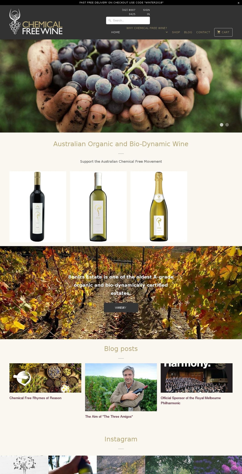 chemicalfreewines.com — Shopify storefront screenshot