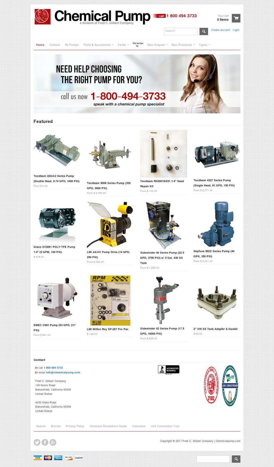 chemicalpump.com shopify website screenshot
