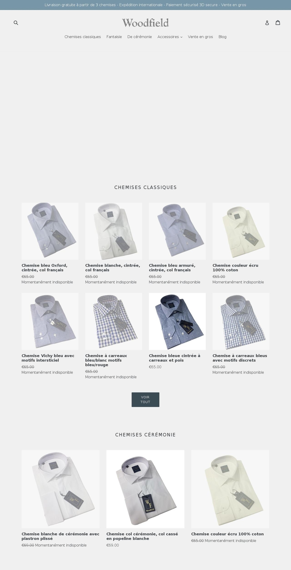 chemise-acces-prive.fr shopify website screenshot