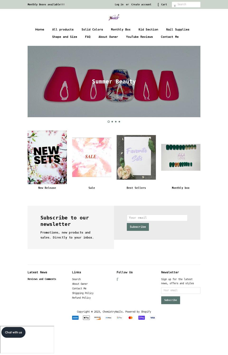 chemistrynails.com shopify website screenshot