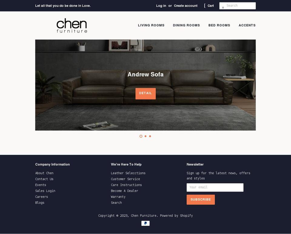 chenfurniture.com shopify website screenshot