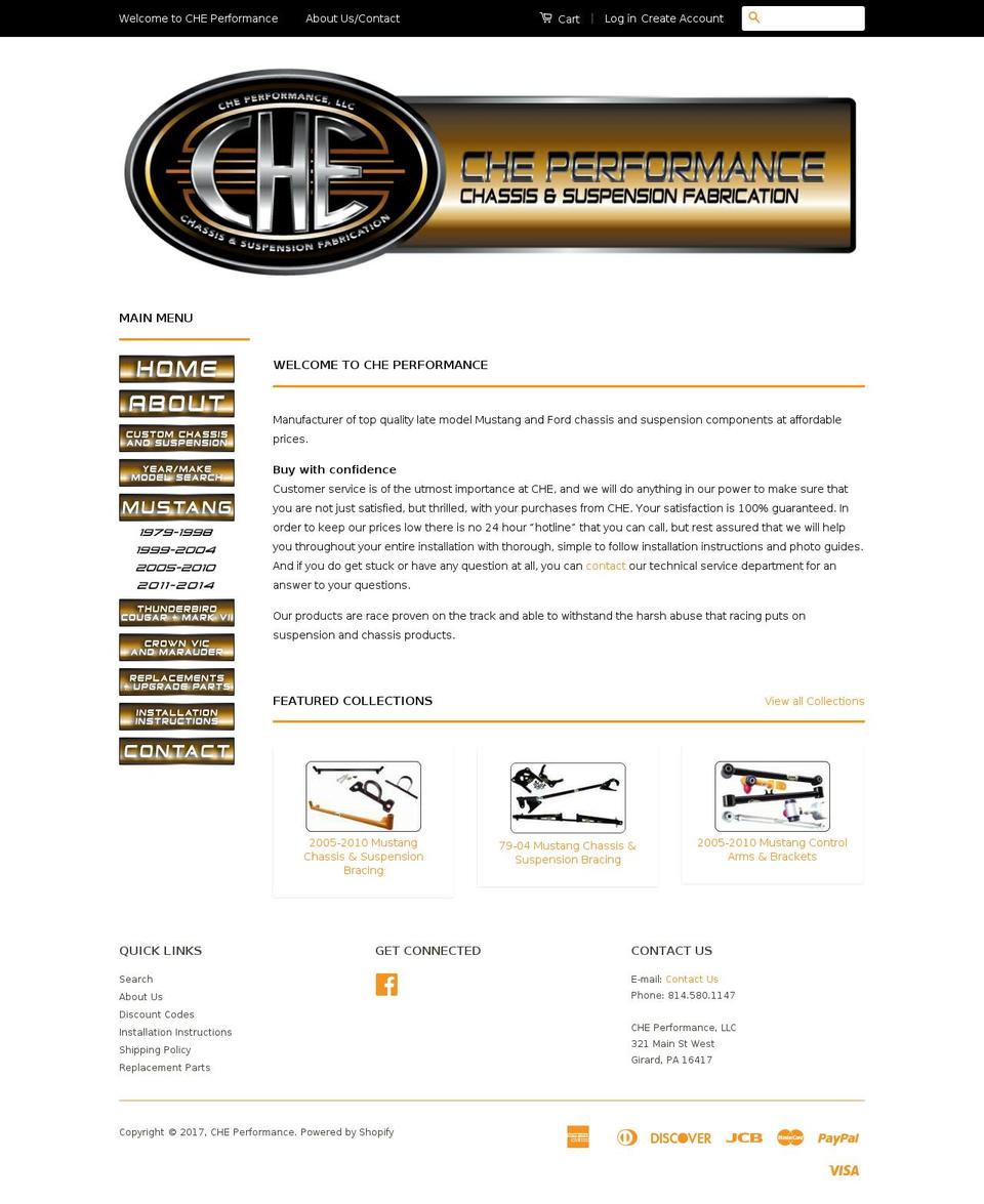 cheperformance.com shopify website screenshot