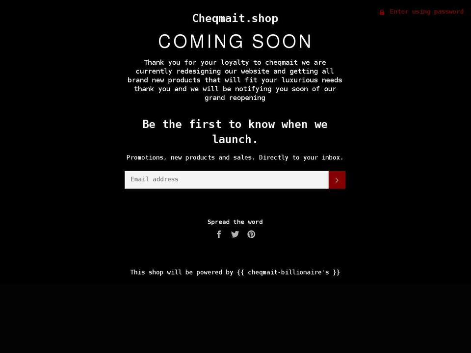 cheq-mait-billionaires.myshopify.com shopify website screenshot