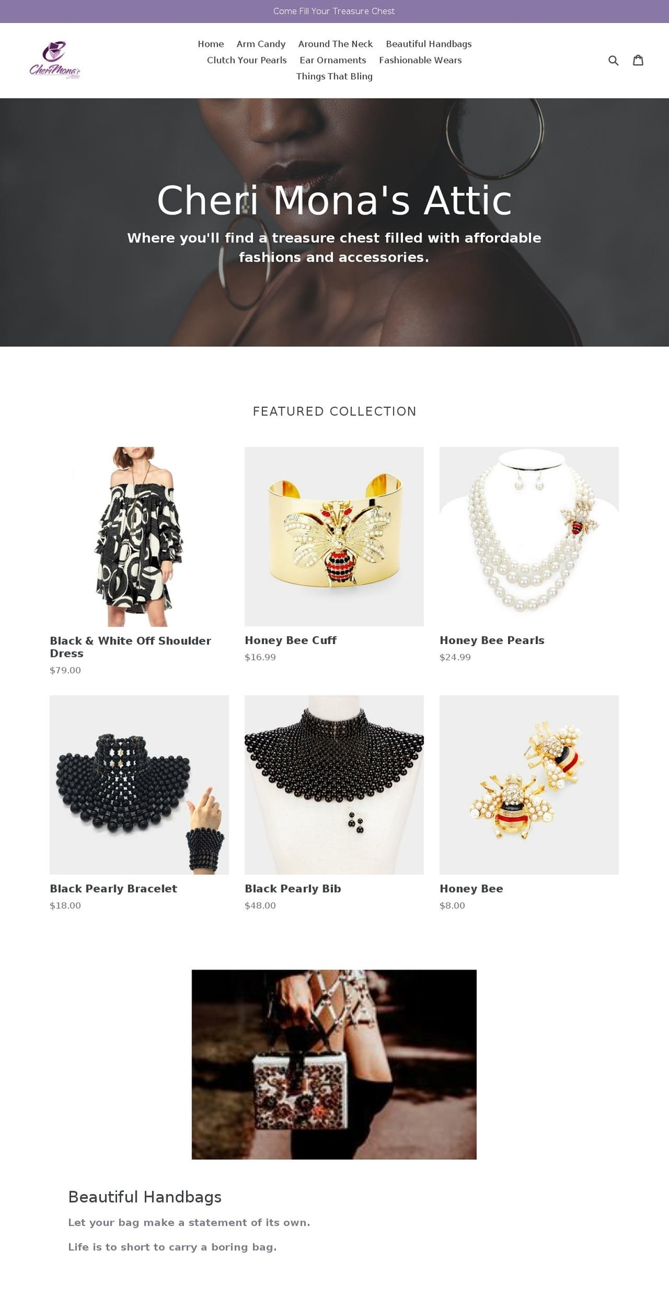 cherimonasattic.com shopify website screenshot