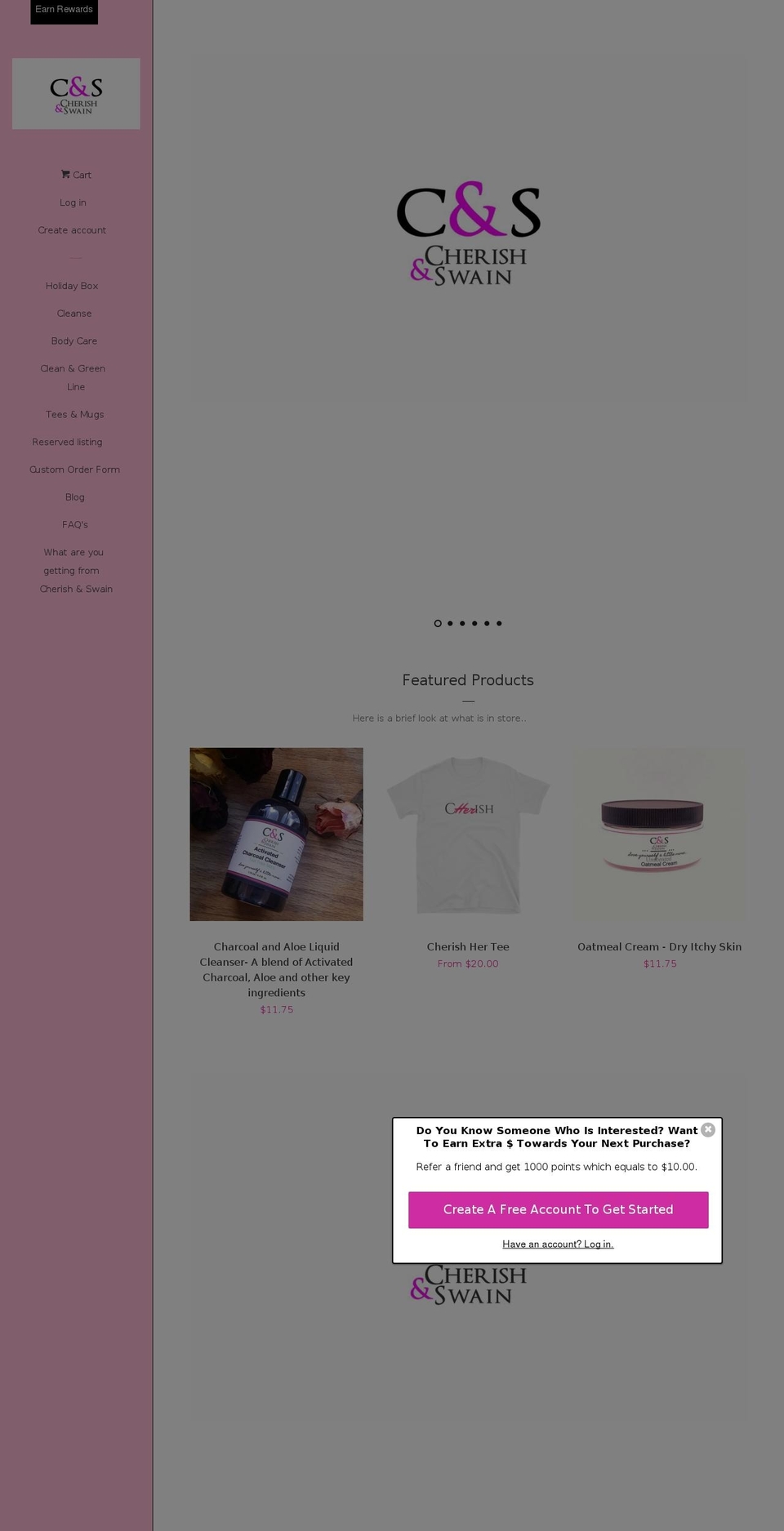 cherishandswainco.com shopify website screenshot
