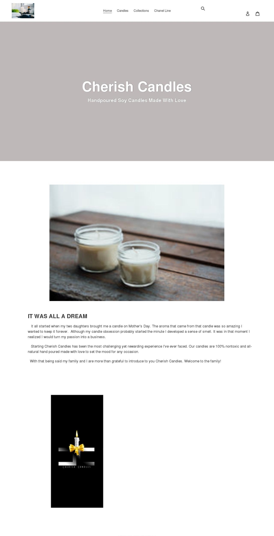 cherishcandles.com shopify website screenshot