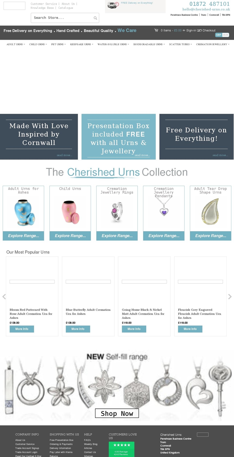 cherished-urn.com — Shopify storefront screenshot