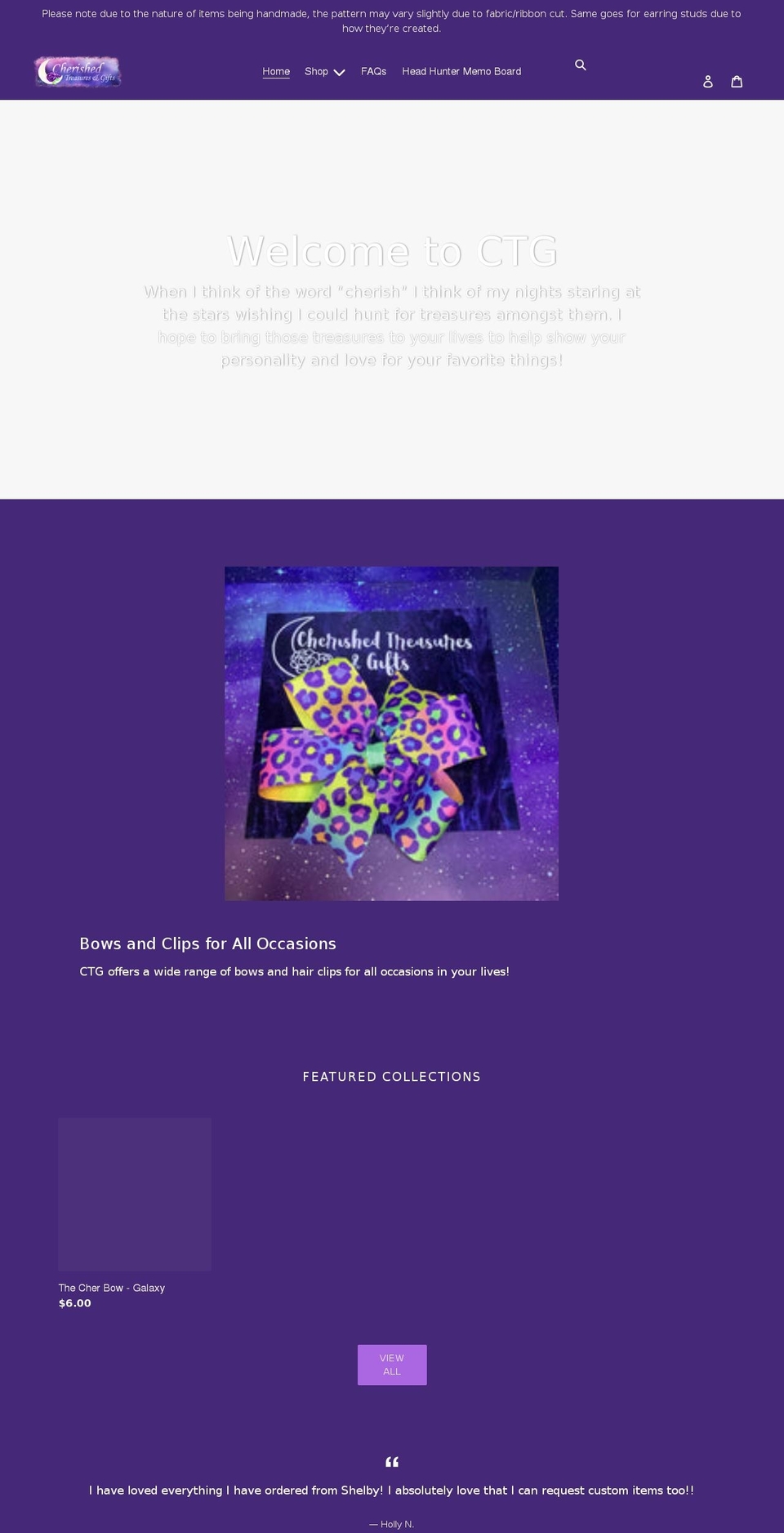 cherishedtreasuresandgifts.com shopify website screenshot