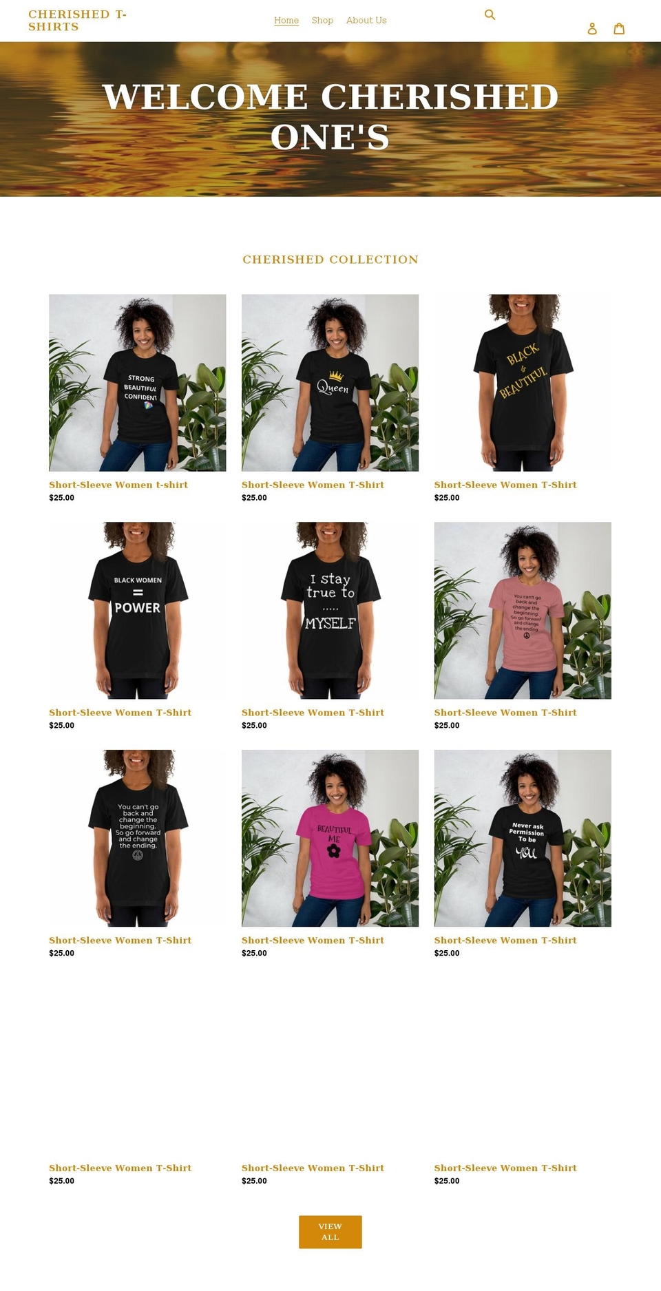 cherishedtshirts.com shopify website screenshot