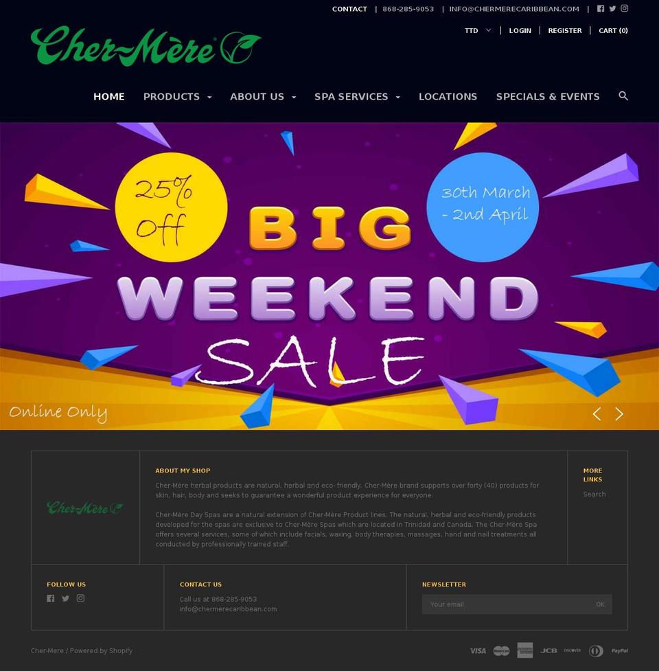 New theme - Mar Shopify theme site example chermerecaribbean.com