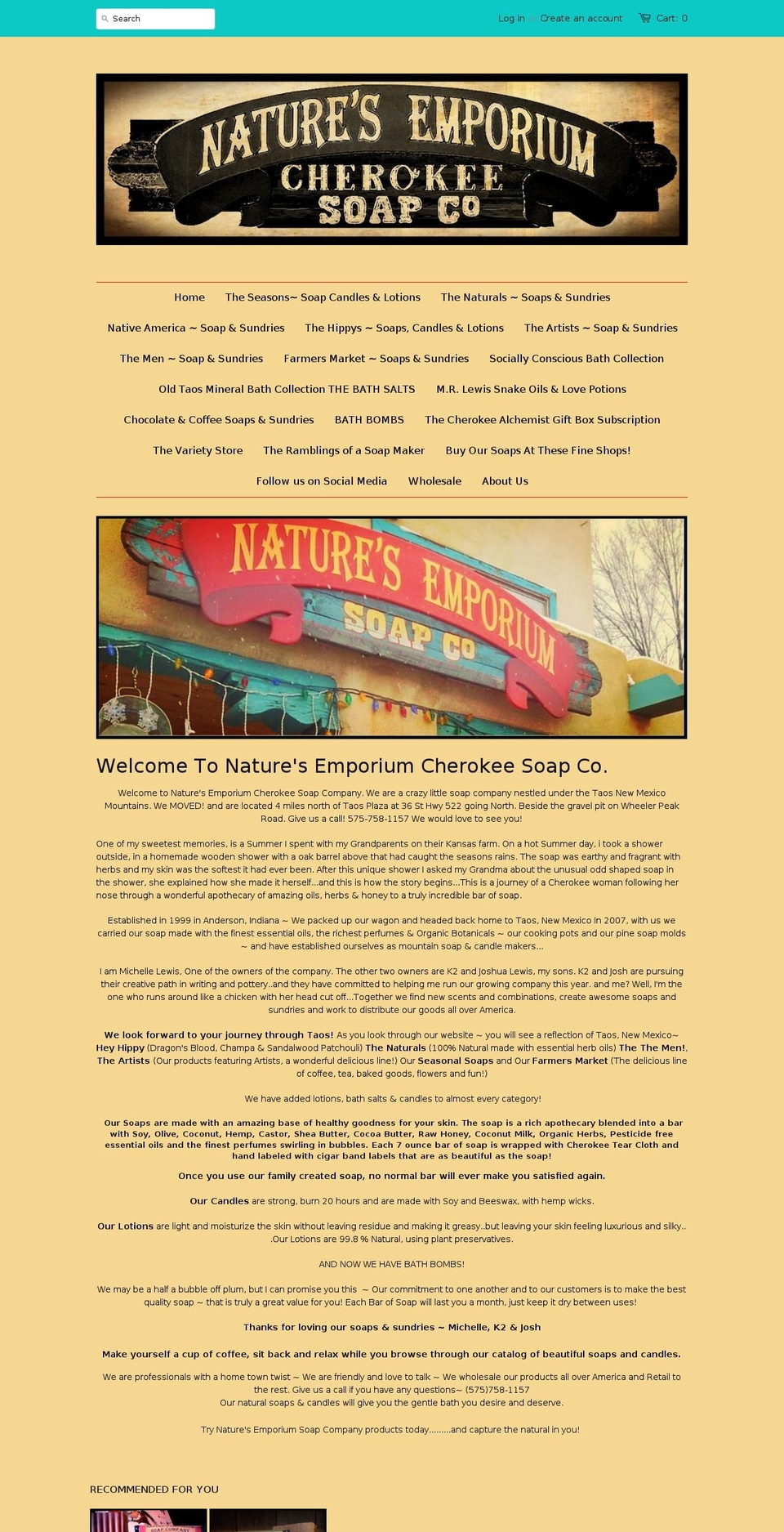 cherokeesoap.com shopify website screenshot