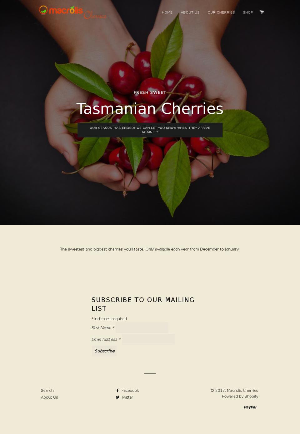cherrieshk.com shopify website screenshot