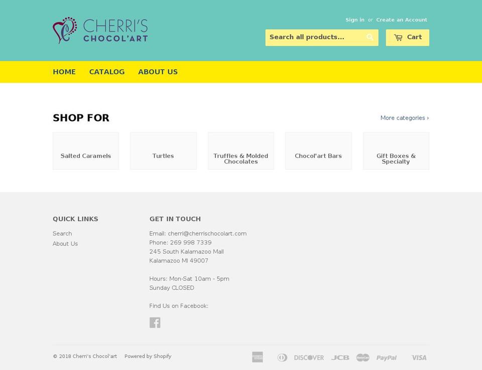 cherrischocolart.com shopify website screenshot