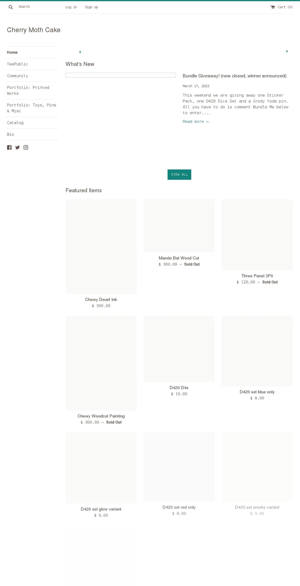 cherry-moth-cake.myshopify.com shopify website screenshot