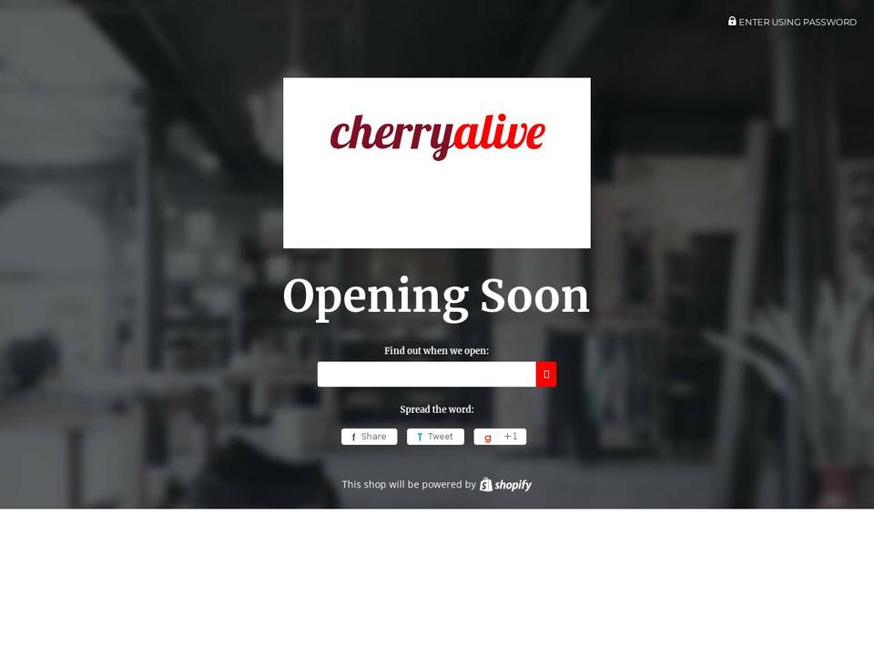 cherryalive.myshopify.com shopify website screenshot