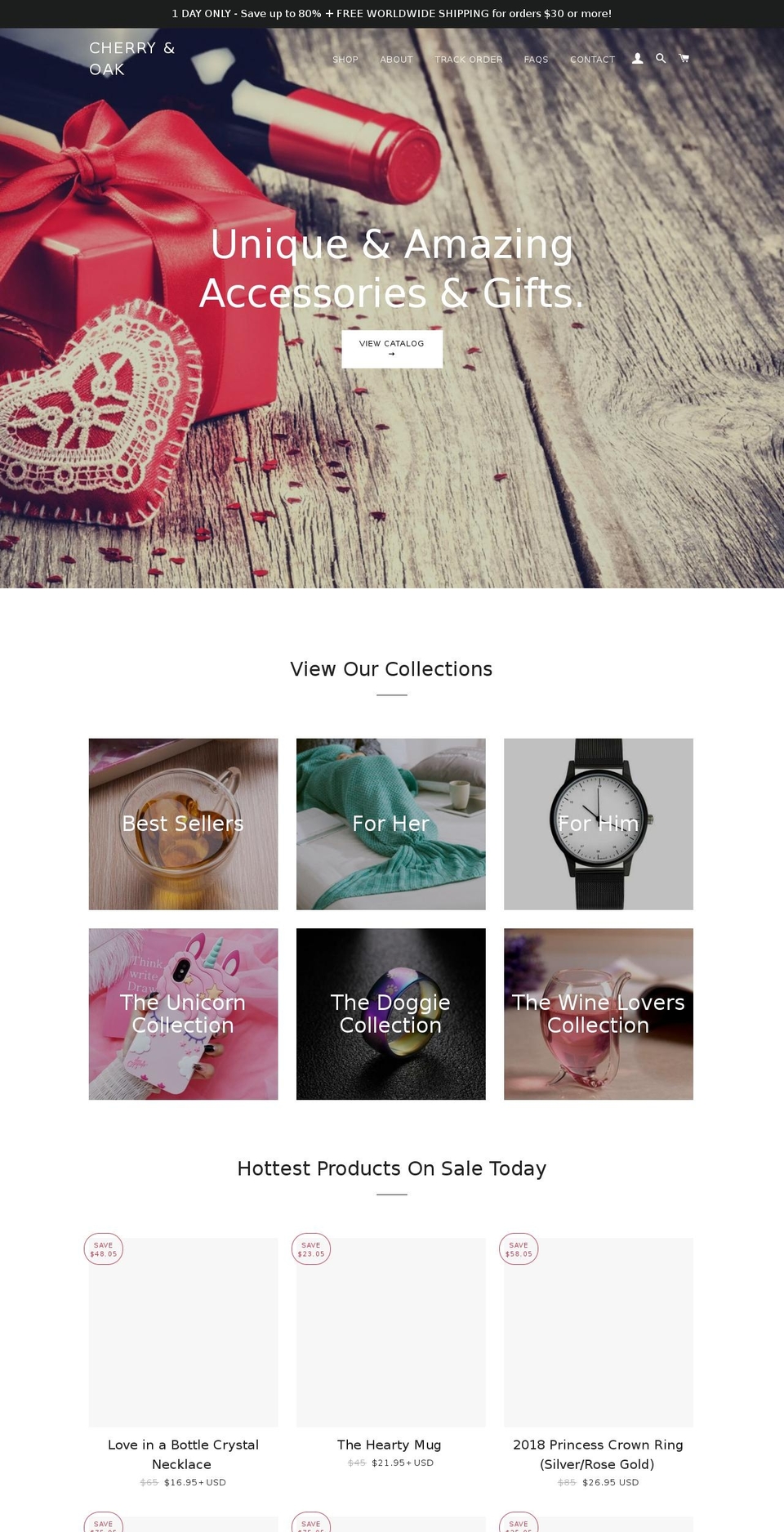 cherryandoak.com — Shopify storefront screenshot