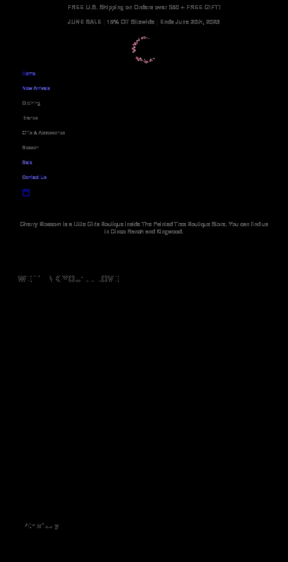 cherryblossomboutique.net shopify website screenshot