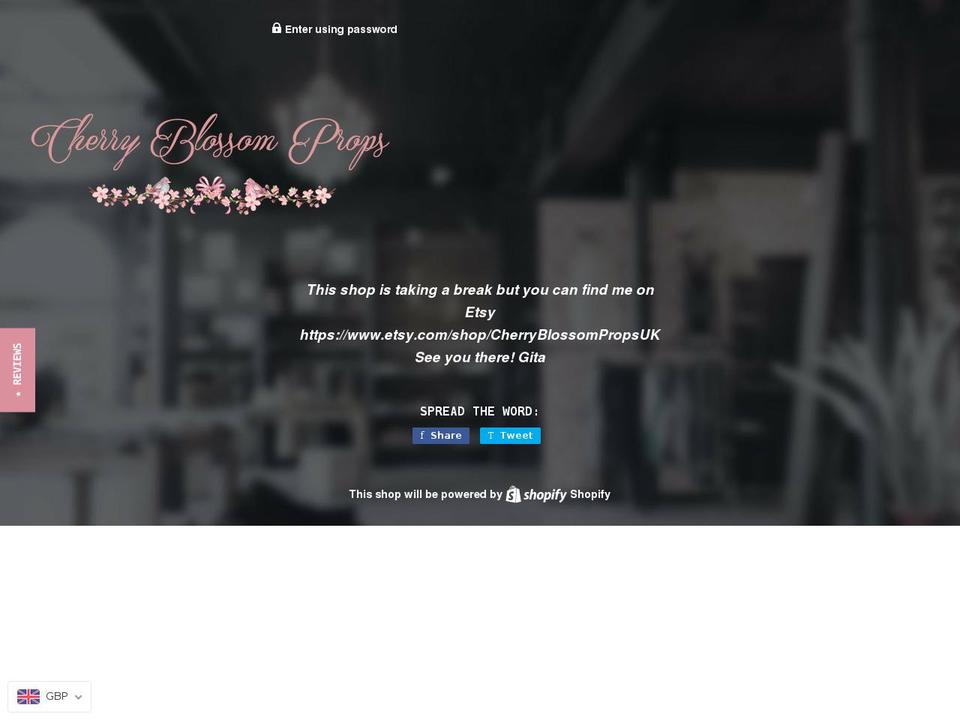 cherryblossomprops.com — Shopify storefront screenshot