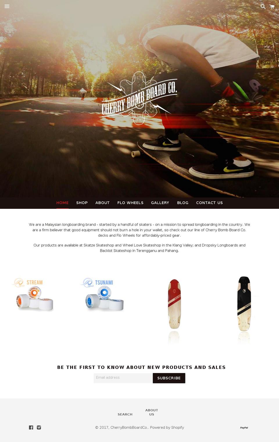 cherrybombboardco.com shopify website screenshot